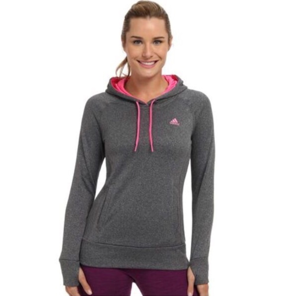 adidas Ultimate Hoodie Dark Grey & Pink Size Small - Picture 1 of 7